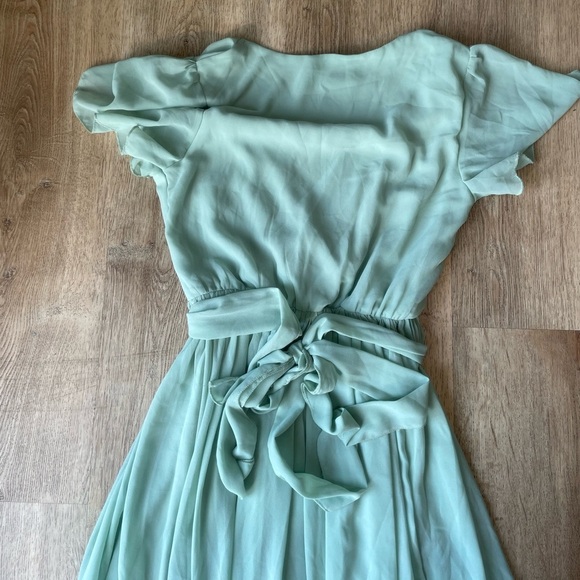 Baltic Born Sage Green Maxi Dress Size M | Wrap Flutter Sleeve Bridesmaid Boho - Picture 4 of 5